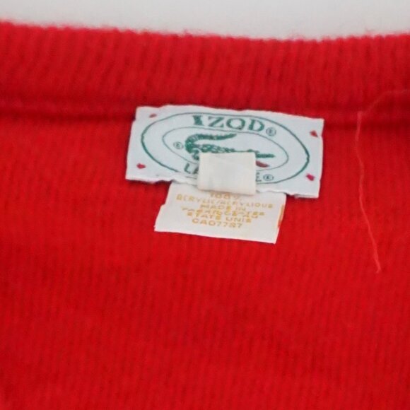 Vintage Izod Lacoste Red Wool V Neck Sweater Preppycore Old Money Classic L - Picture 9 of 9